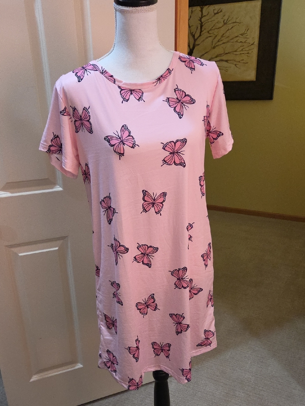 Pink Butterfly Print Nightshirt
